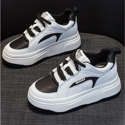Little White Shoes Women's Autumn Thick Sole Black White Casual Shoes Womens New Panda Sports Plush Cake Single Shoes Sneakers
