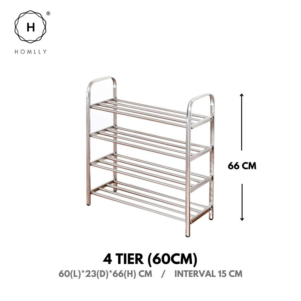 Homlly Tonii Stainless Steel Shoe Rack (2/3/4/5/6 Tier)