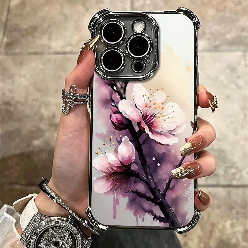Kirschblüte Sakura Mode Beschichtung Handyhülle Für Iphone 16 17 Pro Max Air 16E 14 15 Plus 12 13 Mini Anti-Fall Airbag Hülle