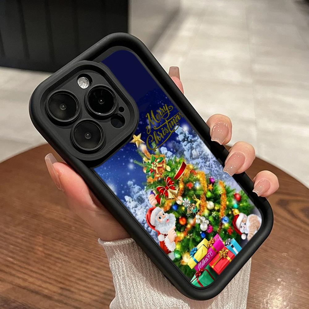 Ae119 Merry Christmas Santa art design Phone Cases for iPhone 16 14 13 11 Pro Max 15 7 8 6 Plus 12 mini XR XS Max SE Angel Eye Ladder Protective Cover