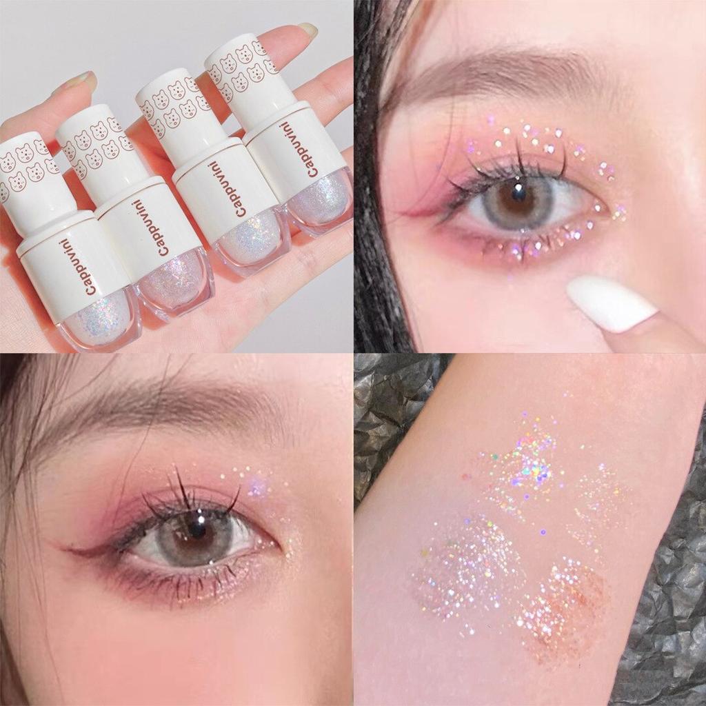 6 barev Glitter Tekutý zvýrazňovač očních stínů Voděodolný Perleťový Lesklý Flitry Ležící Morušový Makeup Kosmetika