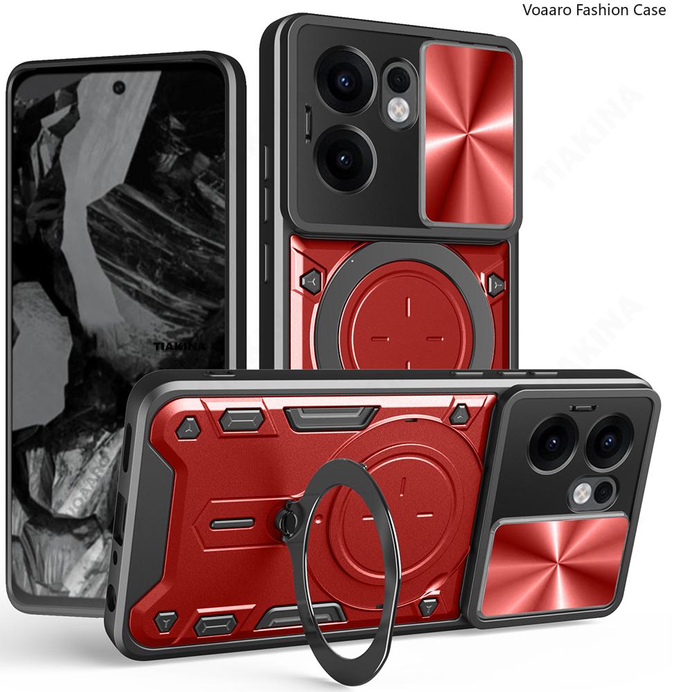 Slide Lens Push Window Armor Funda for OPPO Reno13 F Case for Reno12 Reno13 Reno 12 13 Pro F 5G Case Magnetic Ring Stand Cover