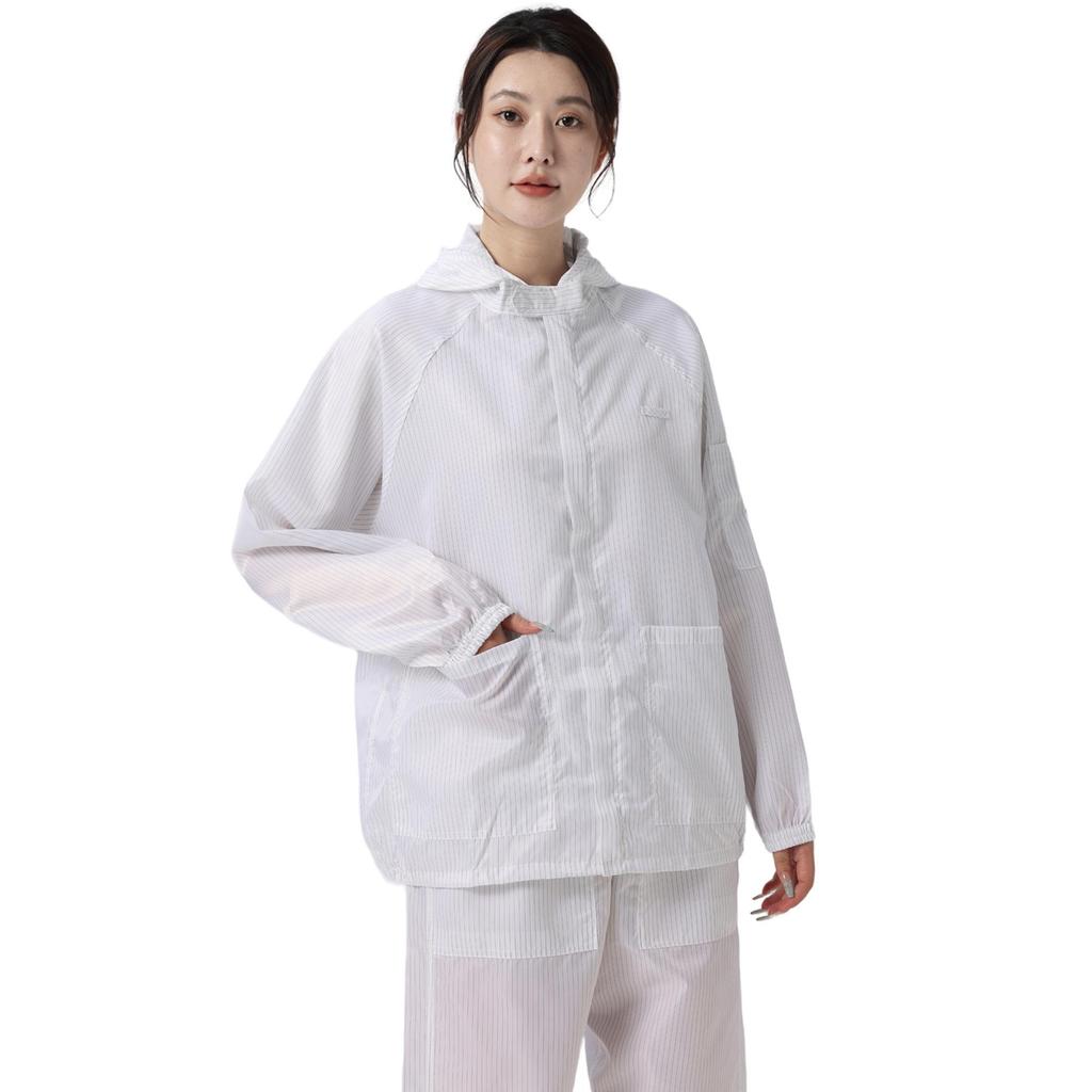 Men's Dustproof Antistatic Hooded Work Suit for Spray Paint - White/Blue