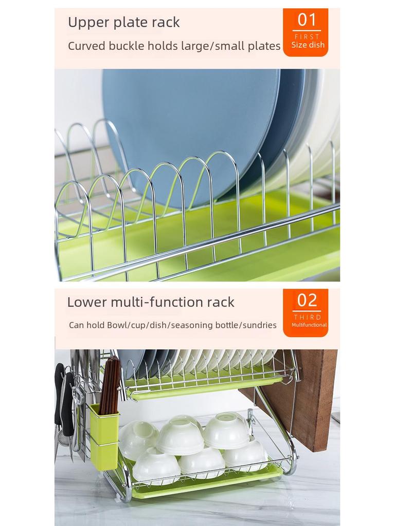Multi-layer Kitchen Dish and Bowl Storage Rack with Drainage