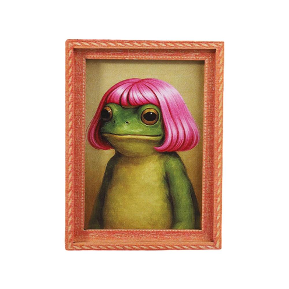 Magnete Divertente a Forma di Rana per Frigorifero con Portafoto Mini Rana di Legno Taglio di Capelli Adesivo per Frigorifero Ornamento Bizzarro per Uso Domestico e Ufficio