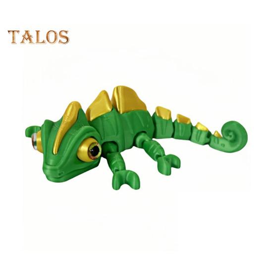 

3D-печатная фигурка хамелеона, подвижные глаза, мини-фигурка ящерицы, шарнирная модель животного, игрушка, украшение для дома, офиса, книжной полки, рабочего стола зелёный