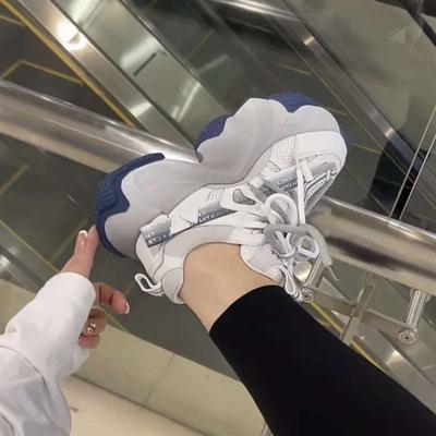 Damen Mesh Dad Schuhe neue Farbkombination erhöhte dicksohlige Schnür-Sport- und Freizeitschuhe atmungsaktive weichsohlige Modelle