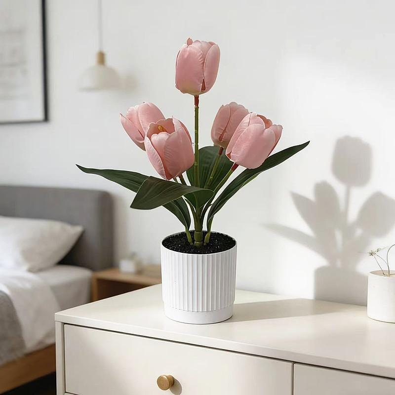 Tulip Artificial Plant Decor With Plastic And Silk For Wedding Photography And Home Interior