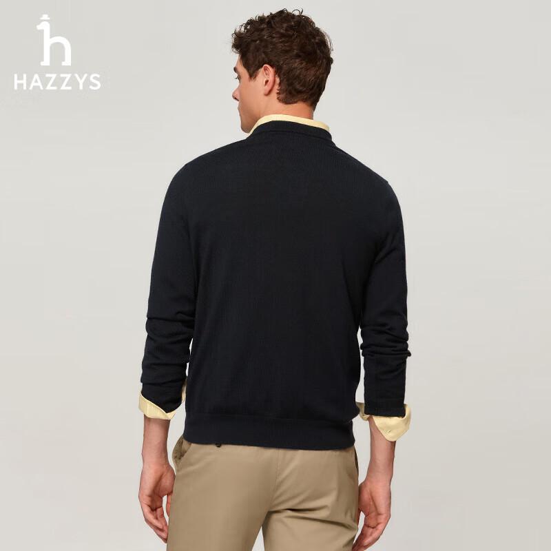 HAZZYS Men's Solid Color Wool Sweater