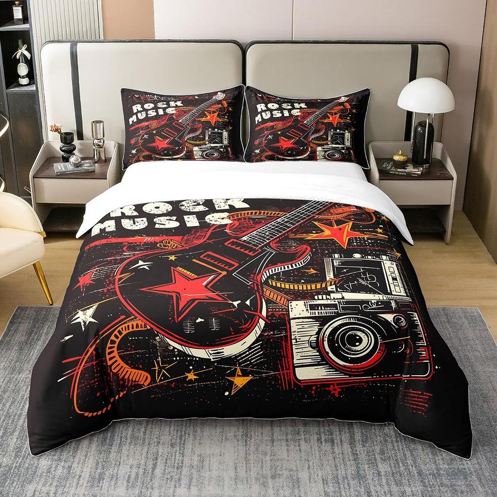 Camera Duvet Cover Set for Kids Teens Queen Lightweight Down Quilt Covers Bedroom Decor 2 Pillowcases 1 Duvet Cover No Comforter