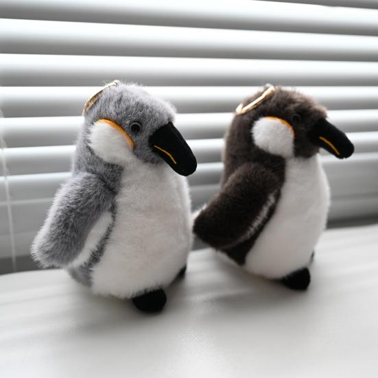 Realistic Penguin Plush Keychain with Metal Ring Soft Stuffed Animal Doll Cute Bag Accessory Stress Relief Gift for Kids Zoo Lovers