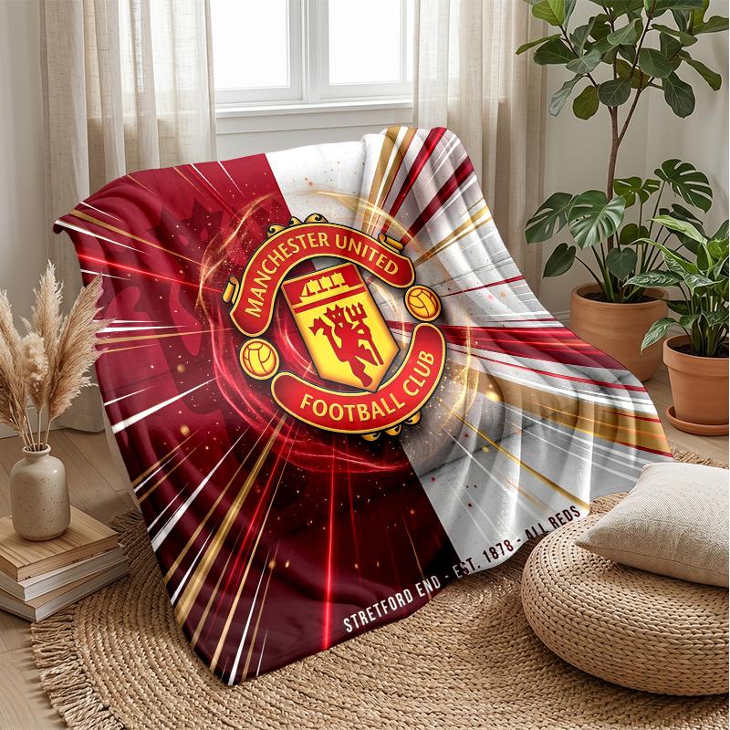 Manchester United Theme Blanket Soft Flannel Blanket Plush Throw Blanket Cozy Sofa Bed Blanket for Home Decor
