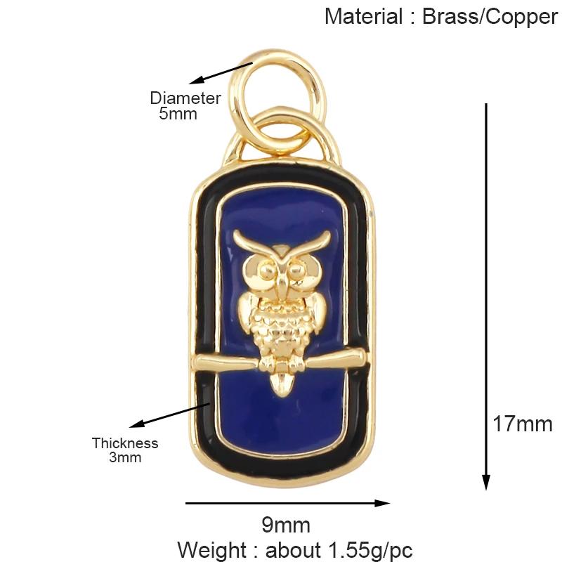 Trendy Colorful Enamel Geometry Charm Pendant,Real 18k Gold Plated Zircon Necklace Bracelet Jewelry Findings Supplies S43