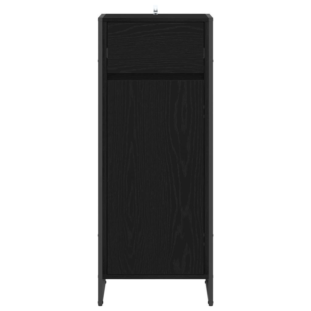 Bathroom Cabinet with Door Black Oak Effect 40 x 30 x 100 cm