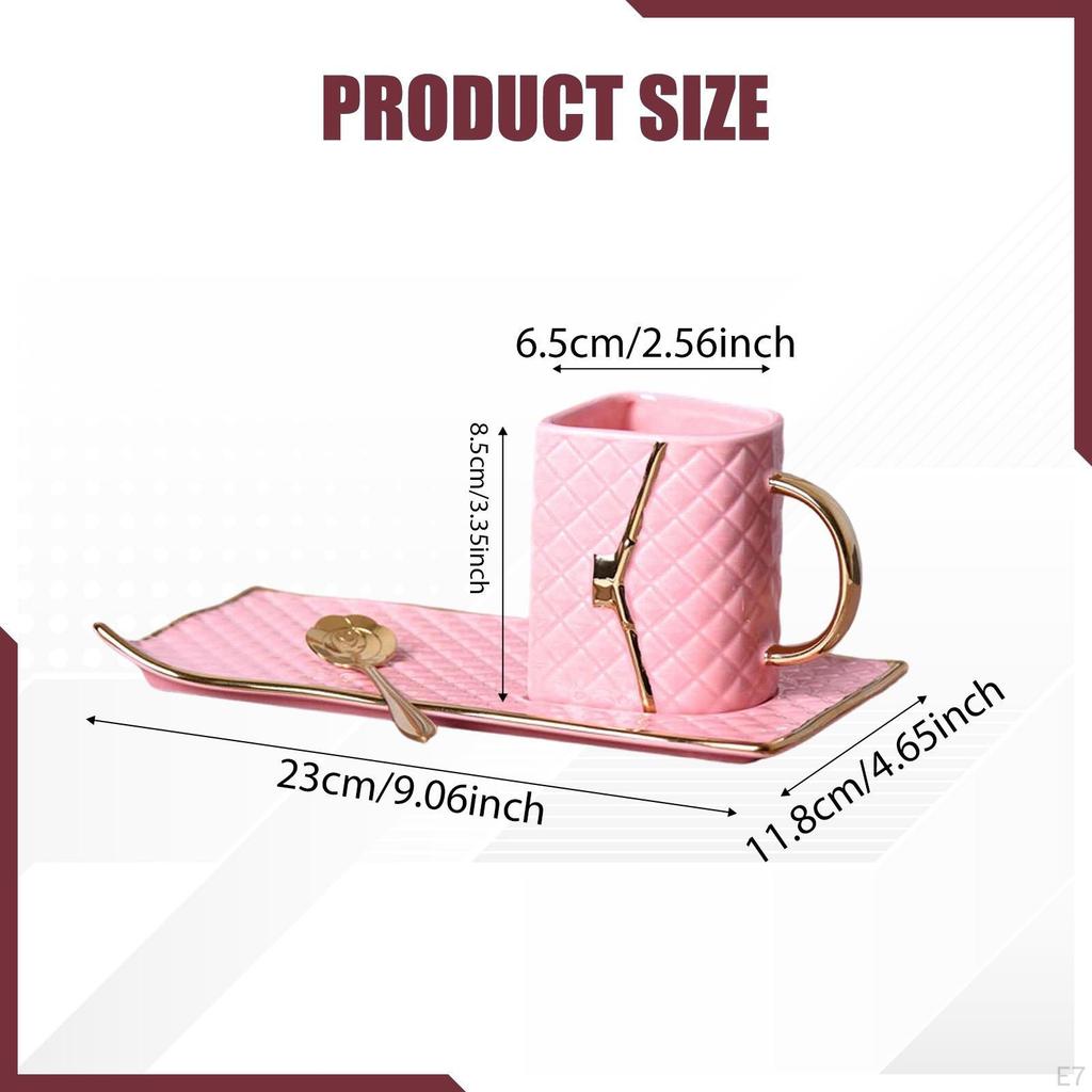 Handbag Shaped Coffee Mug Set Ceramic Tea Cup Household with Saucer Purse for Hotel