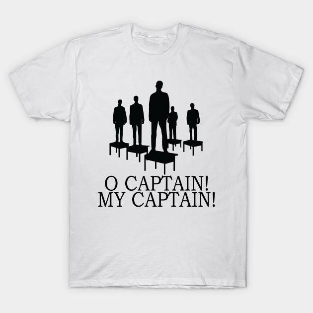Men Black Print T-shirt O Captain My Captain Poetry No-Cut Transfer Paper Print Cotton Tshirt 3XL белый