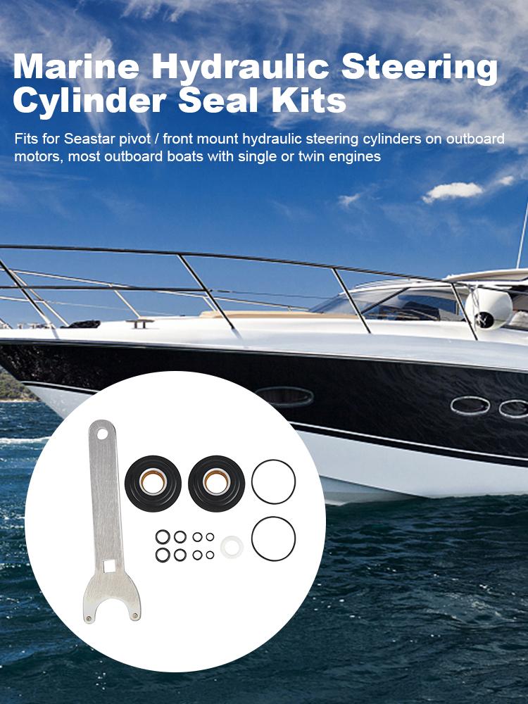 Front Mount HS5157 Hydraulic Steering Cylinder Seal Kit with Pin Wrench for SeaStar HC5345 HC5340