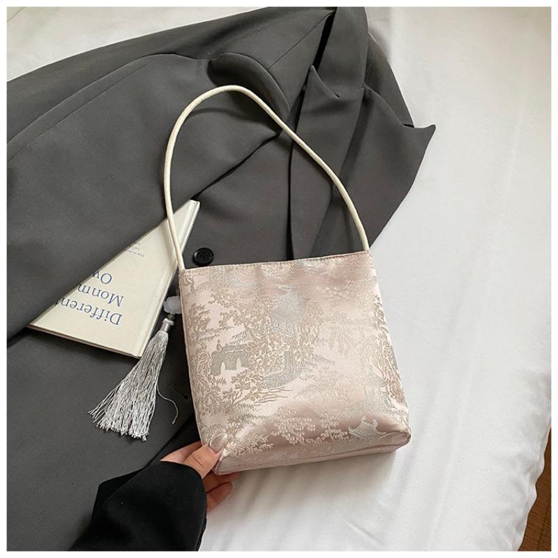 New Chinese Style Butterfly Embroidery Handbag Bag Women's New Trendy Fashion Niche Underarm Bag National Feng Shui Bucket Bag