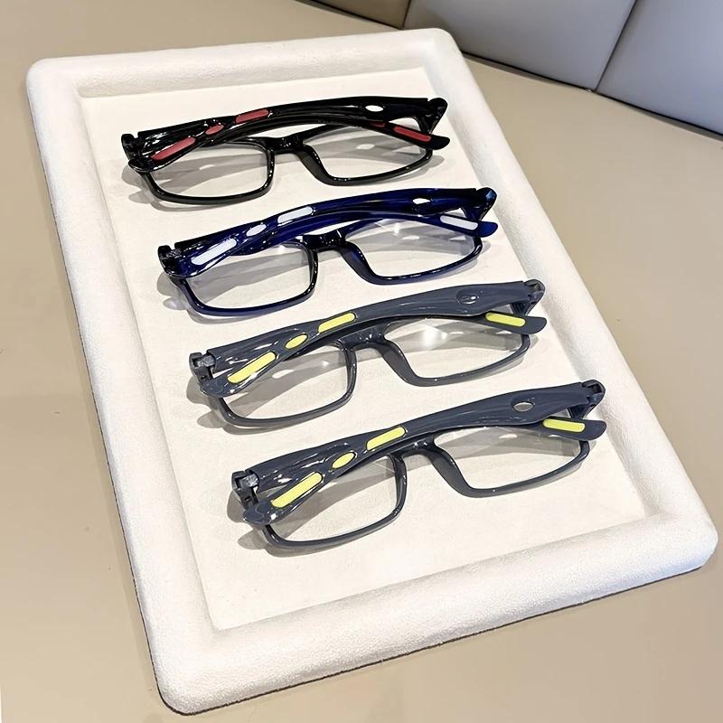 4 Pairs of Sports Reading Glasses for Men and Women - Anti Blue Light Anti Slip Rectangular Frame 4 Color Options