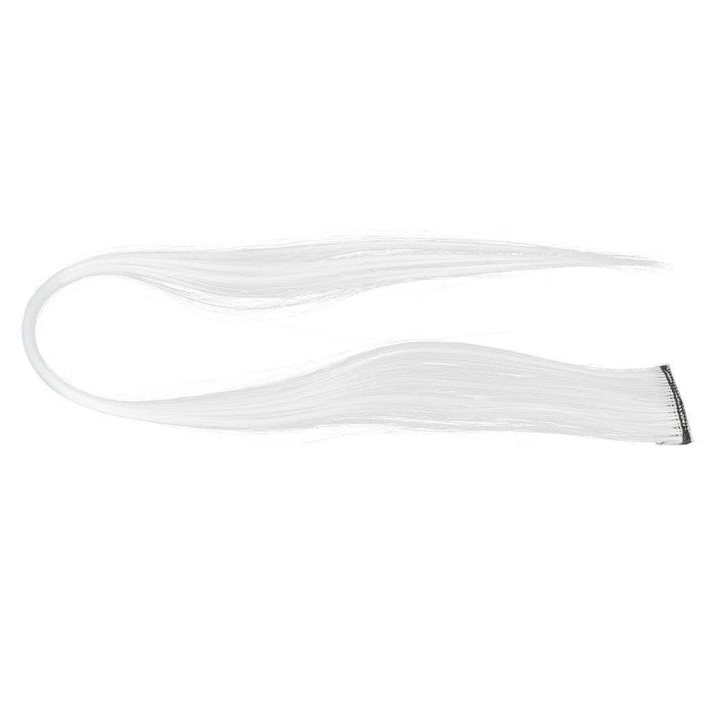 Bright Color Hair Extensions Hairpiece Straight Hairpiece Clip for Cosplay Dress Up Party HolidayWhite