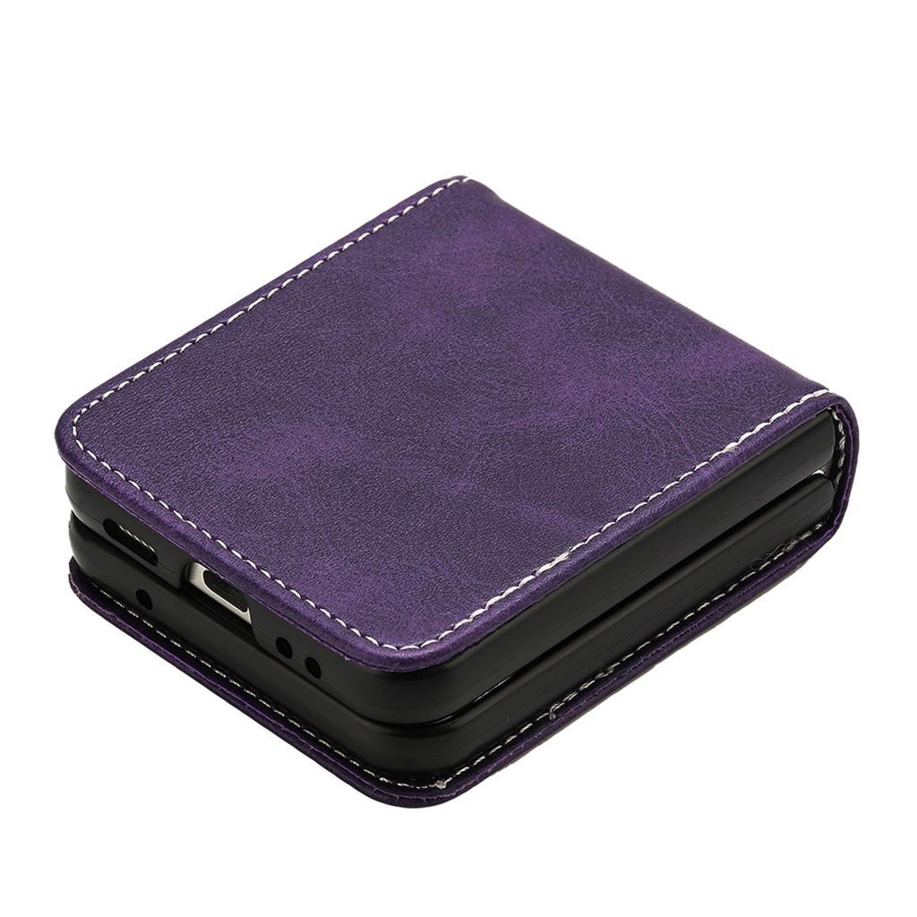 Applicable To Samsung Z Flip6 Mobile Phone Case Z Flip5 Simple Solid Color Calf Pattern Folding Protective Case Zflip4