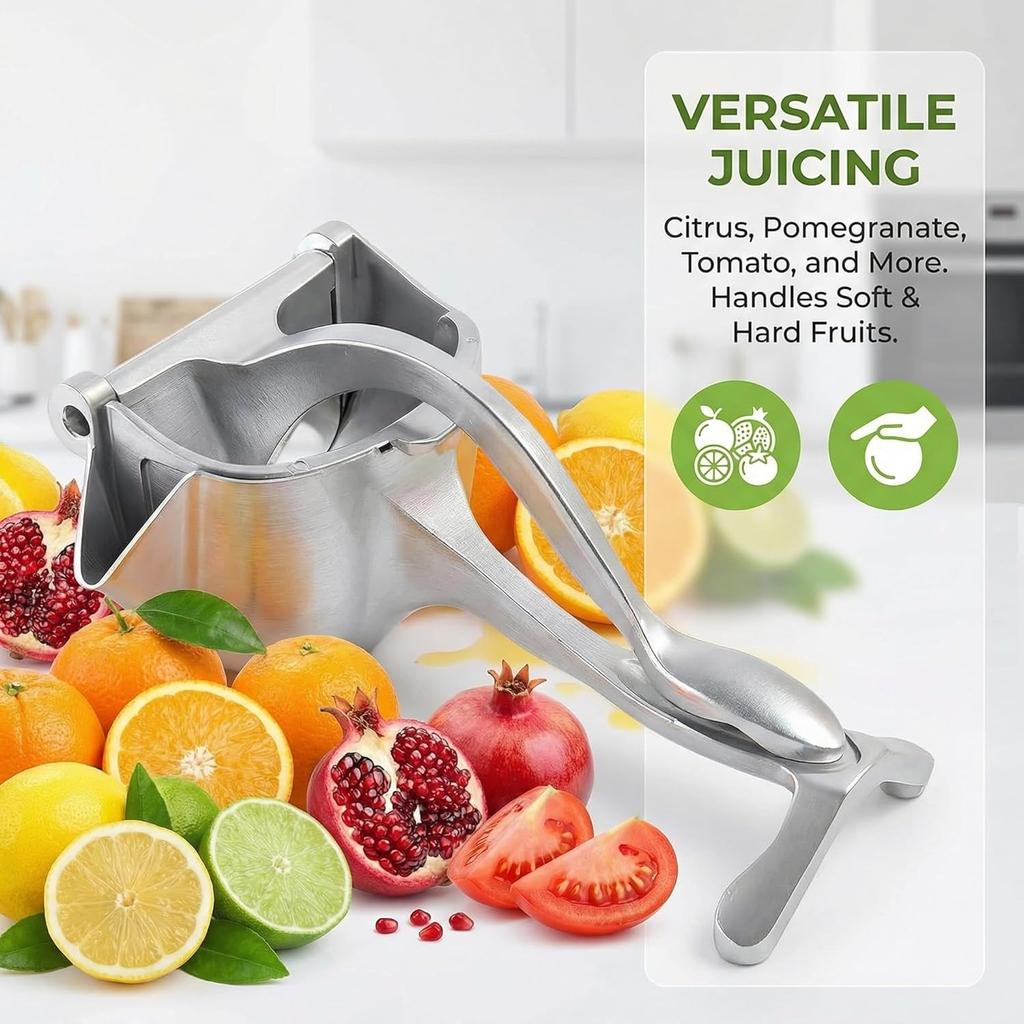 Aluminum Alloy Manual Hand Press Juicer & Lemon Squeezer for Citrus, Orange, Lime - Ergonomic Grip,