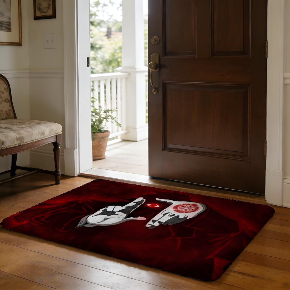 Anime HHellsing Floor Mat Soft Flannel Absorbent Mat Non-Slip Rug Home Bedroom Bathroom