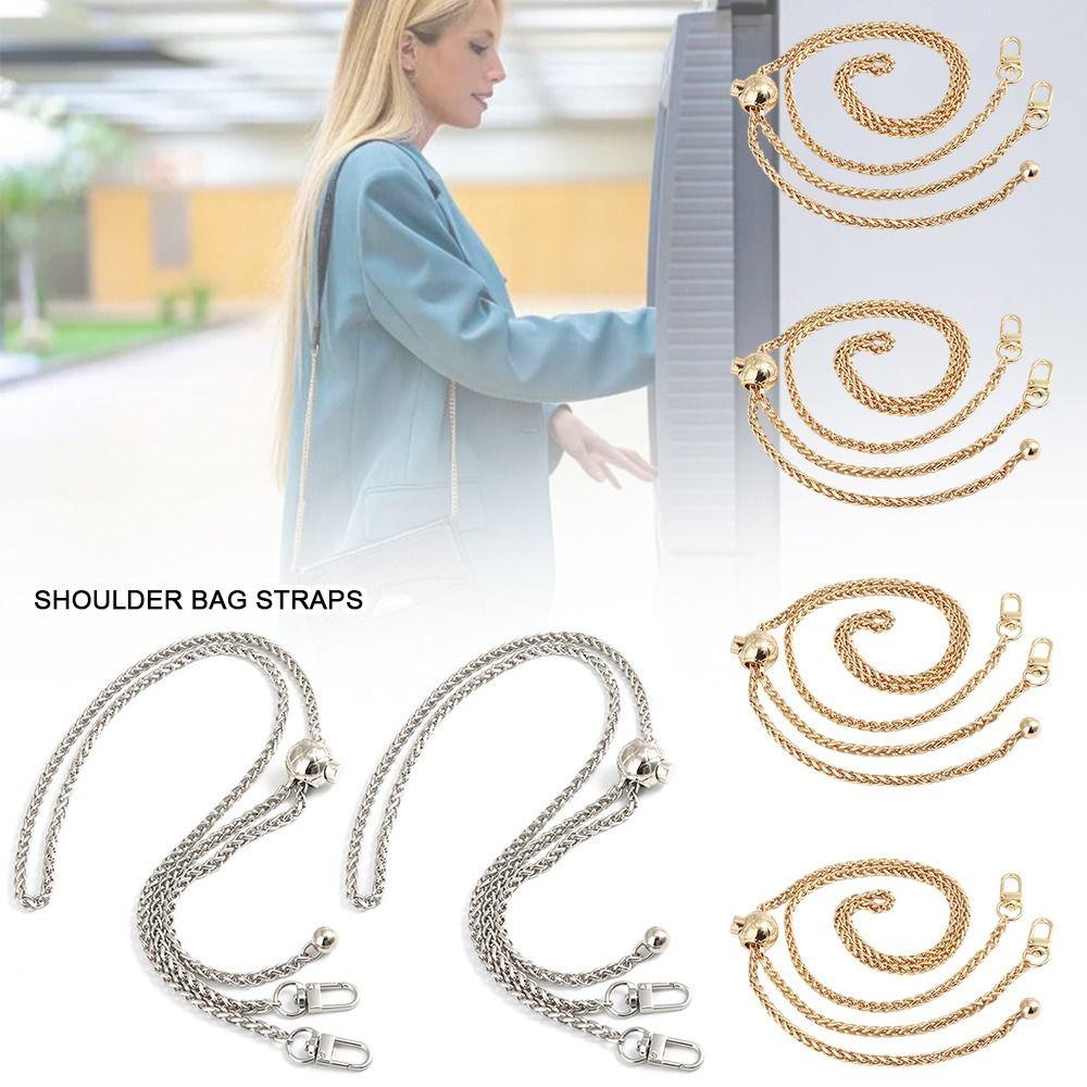 Golden Silvery Metal Bag Chains Adjustable Handbag Handle Chain Durable Shoulder Bag Straps