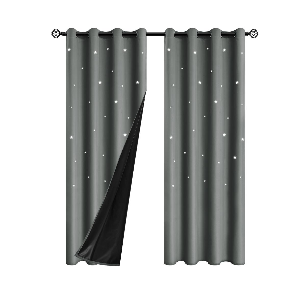 1 Stück exklusive Vorhänge mit Sternenhimmel und ausgehöhltem Design, perfekt für jeden Raum 100X160CM 1PC&Grommet Top dunkelgrau