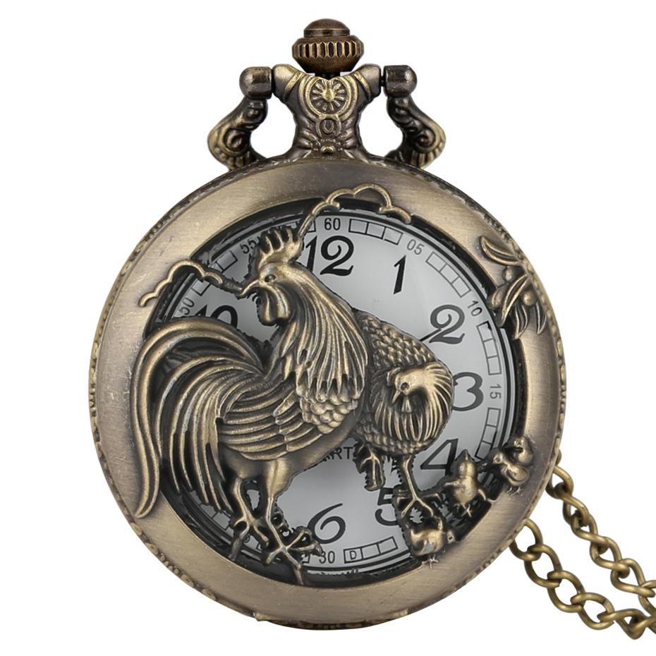 Vintage Chinese Zodiac Quartz Pocket Watch Necklace Pendant Gift Collectible Gifts for Men Women