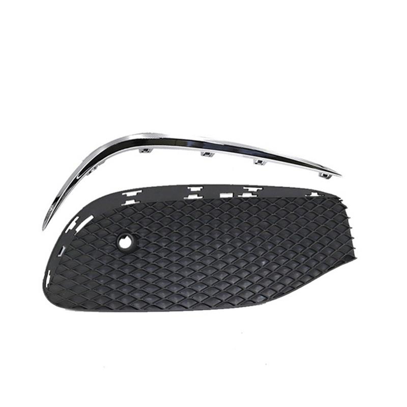 Car Front Bumper Fog Light Grille Fog Lamp Grill Cover With Chrome Strip For E Class W213 2016-