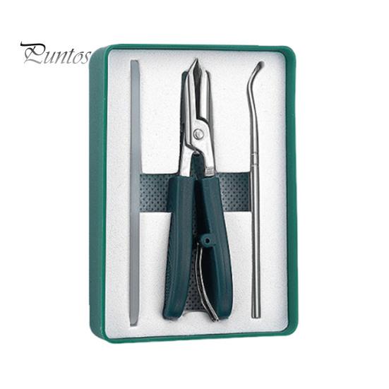 

Щипчики для ногтей из нержавеющей стали с изогнутым лезвием, щипчики для ногтей на ногах для толстых ногтей, набор из 3 предметов со стеклянной пилочкой и футляром, эргономичные щипчики для ногтей с нескользящей ручкой зелёный