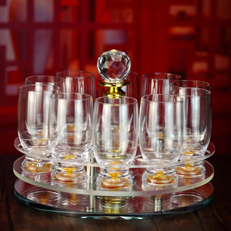 Premium Gold Foil Baijiu Glass Set with Rotating Holder