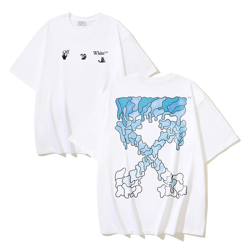 Off-White 2025 Sommer Neu OW Auflösender Pfeil Schmelzend Bedrucktes Kurzarm-T-Shirt für Männer und Frauen