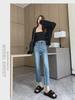 Women's High-Waist Slim Black & Gray Cropped Cigarette Pants for Autumn/Winter