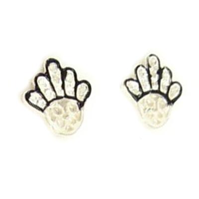 [R3316] - Silberohrringe 'Fatma' schwarz weiß - 7 mm