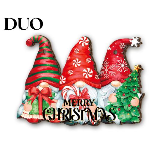 Festive Cartoon Santa Deer Ornaments Christmas Wooden Pendant, Decorative Reindeer/Santa Claus/Gnome Pattern Hanging Sign, Welcome Sign with