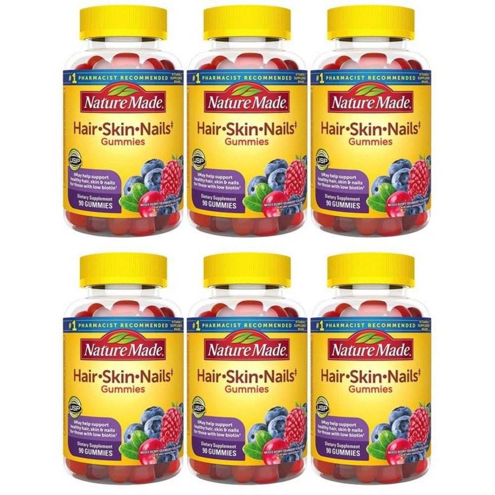 Nature Made Hair Skin Nail Biotin Berry Flavor Gummies 90 Tablets (6 pcs)