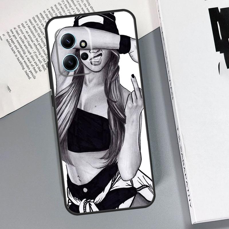 Middle Finger Girl Case For Xiaomi Redmi Note 14 13 10 11 12 15 Pro Plus Cover For Redmi 15C 15 13C 12C 14C 10C