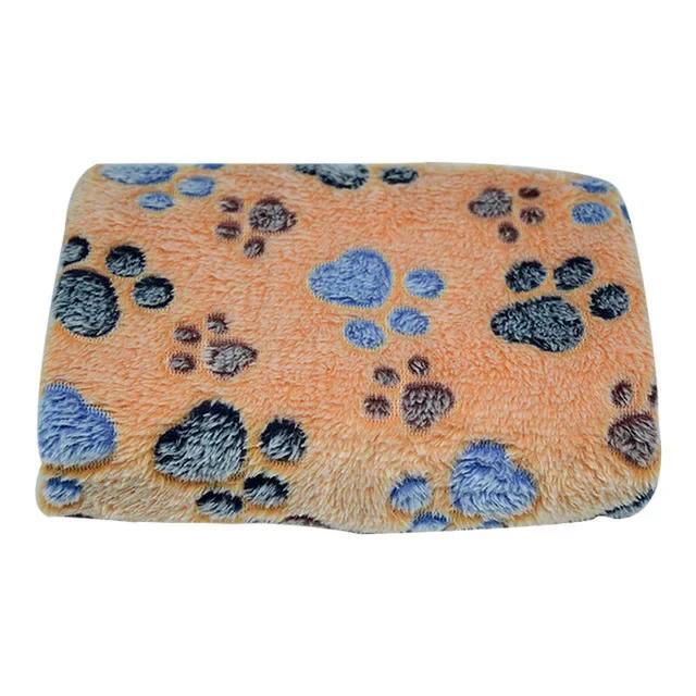 Lovely Pet Small Large Warm Paw Print Dog Puppy Cat Fleece Soft Blanket Beds Mat for Small Medium Large Dogs Mat