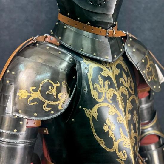 Renaissance Foot Combat Armor Classic Steel Sabatons Armor Wearable Half Body Armor Suit LARP, Cosplay  Display Suit