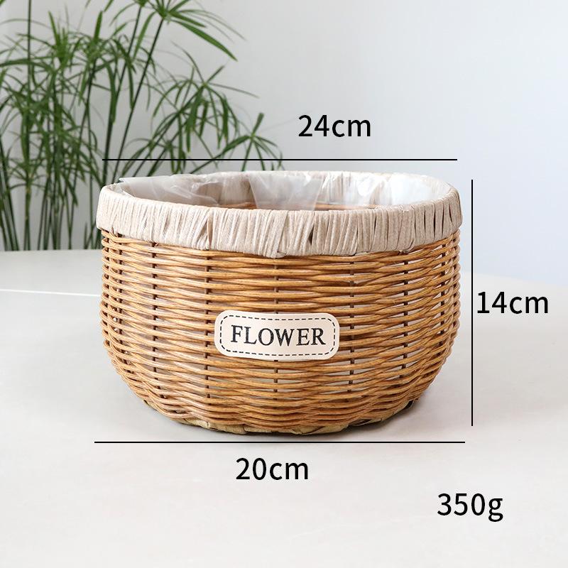 Imitation Rattan Flower Basket, Green Ivy Flower Pot, Living Room Container, Storage Basin, Green Plant Gardening Utensil, Flower Basket