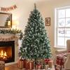 Artificial Christmas Tree 180cm with 910 Branches with Snow, 58 Pine Cones and Foldable Metal Stand, Easy Assembly, Green