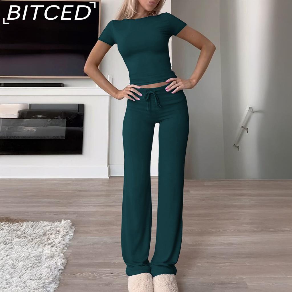 BITCED Women's Autumn/Winter Elegant Solid-Colour O-Neck Urban Casual Fashion Set