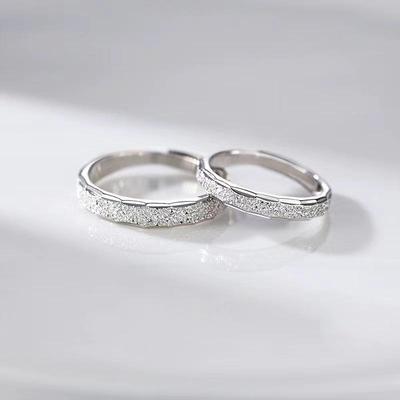Anillos de Pareja Galaxia de Plata S925: Diseño de Dedo Índice Abierto para Relaciones a Distancia, Hombres y Mujeres