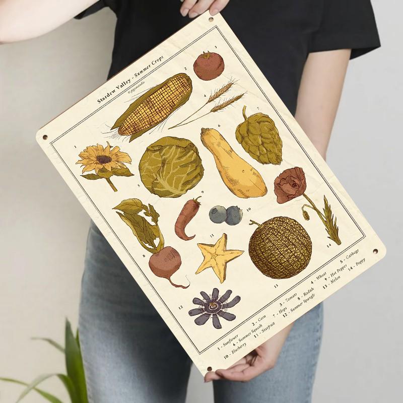 

Stardew Valley Summer Crops Vintage Iron Painting Game Peripheral Decorative Wall Art 20x30cm（7.8x11.8inch）