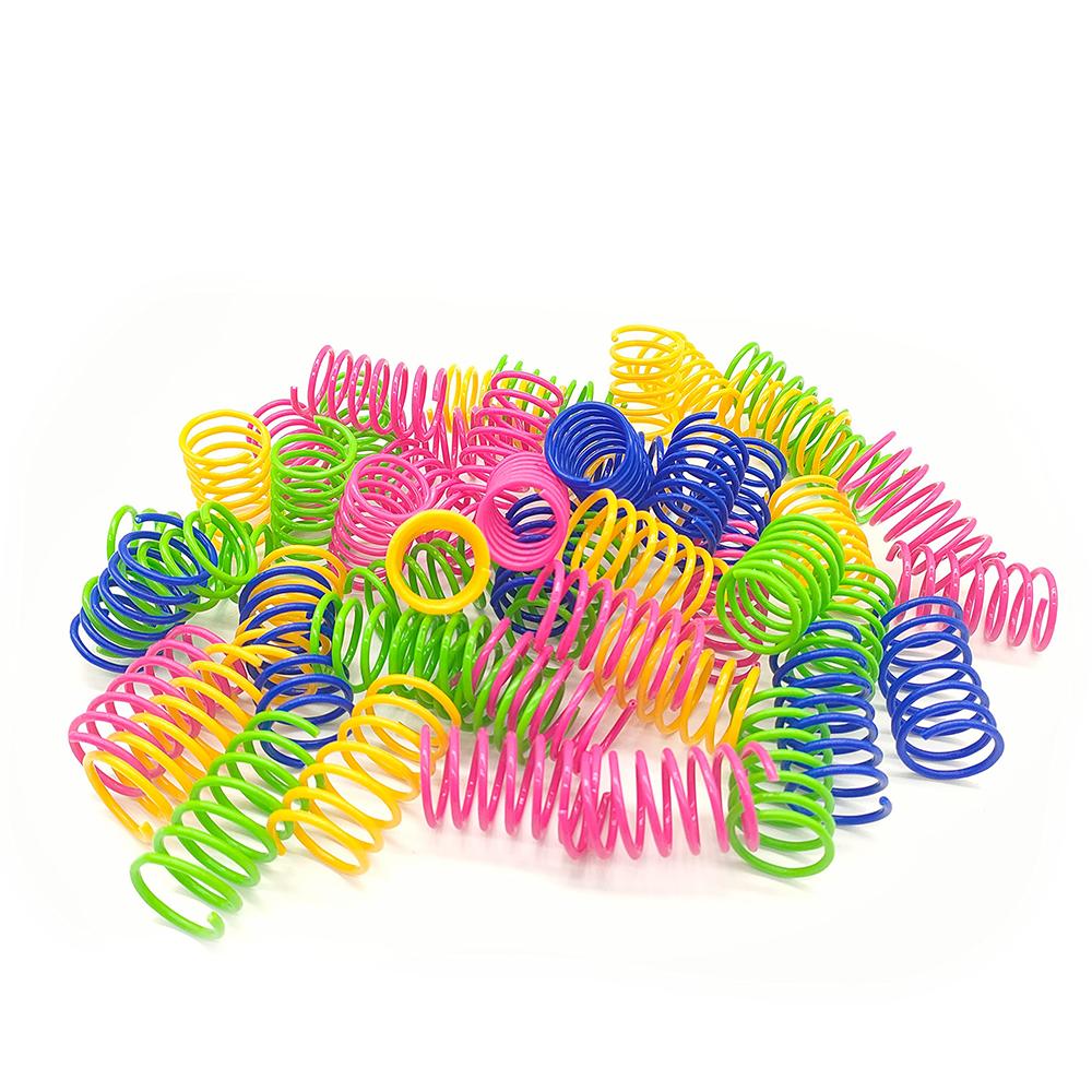 4/100pcs Cat Spring Toy, Cat Spiral Toys Interactive For Indoor Colorful Cats Plastic Springs Coil For Kitten Hunting Swatting