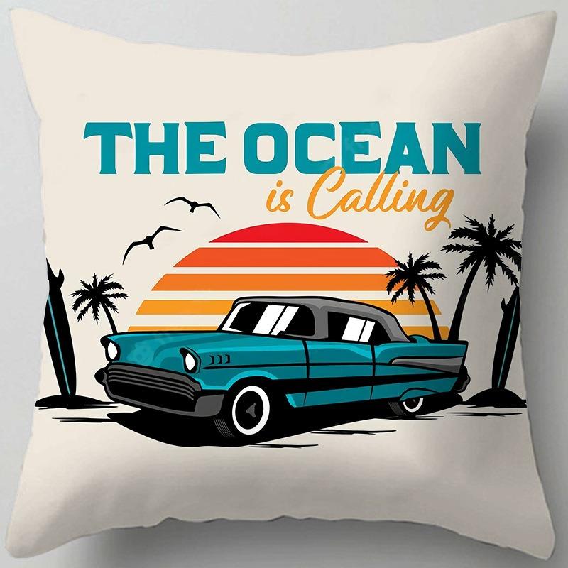 Outdoor Camping Scenery Pillow Case Retro Chair Lumbar Pillow Bedroom Window Sill Bay Window Cushion Cushion Lumbar Pillow
