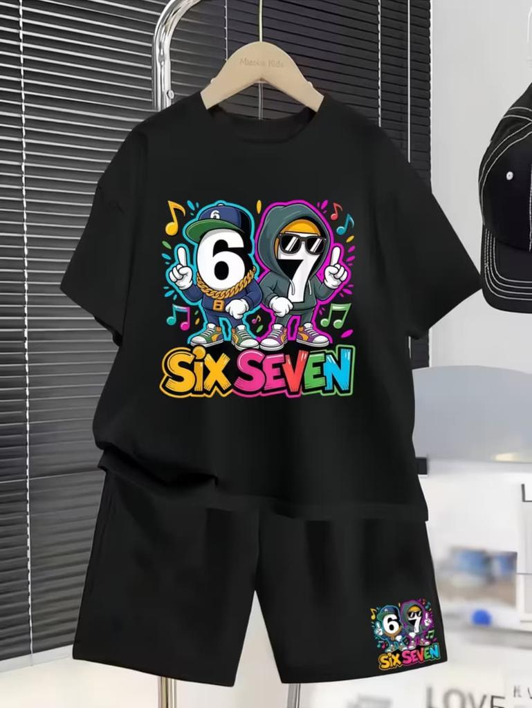 2026 New Cool and Funny Printed Shorts Set Fashionable Children's Casual Outfit