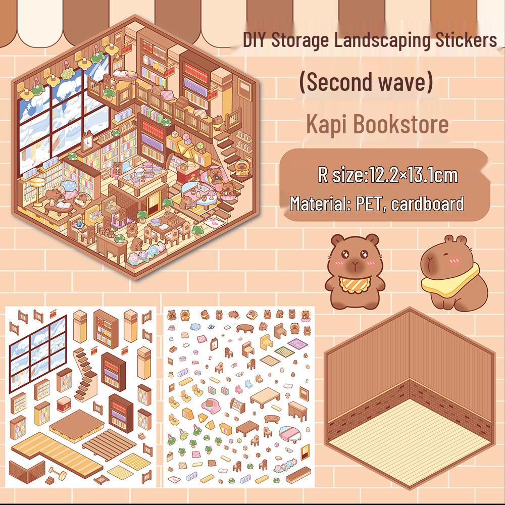 

Капібара Ландшафтний Хат 3D Наліпки для Сцени Зберігання - Милі Мініатюри Ручної Роботи для DIY